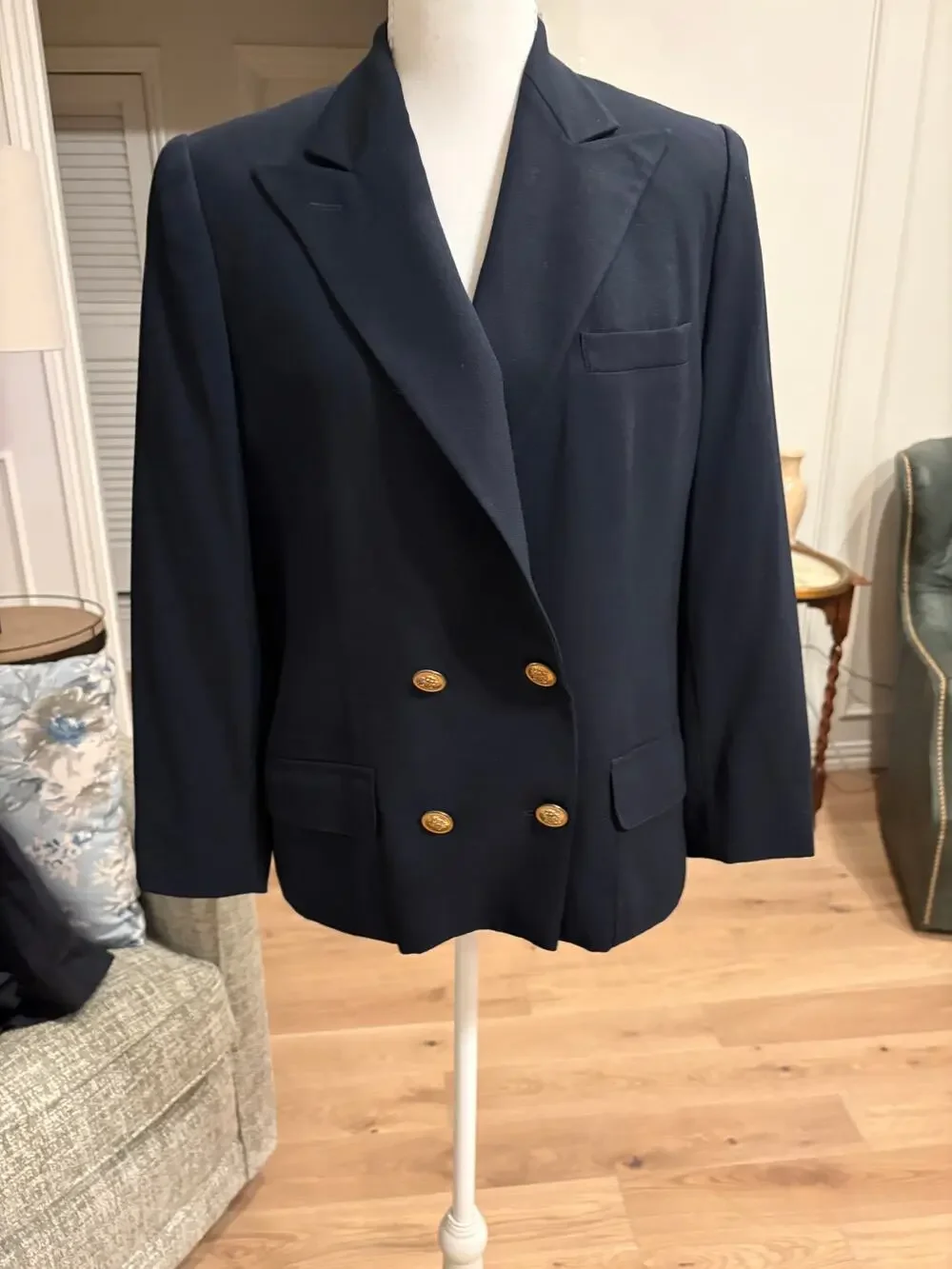 Vintage 1980's USA Ralph Lauren Equestrian blue blazer with brass buttons